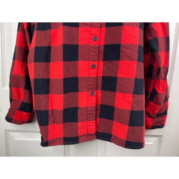 Raspberry Pudding Flannel Shirt Womens Plus Size XXL Black Red Plaid Classic Fit - Picture 4 of 9